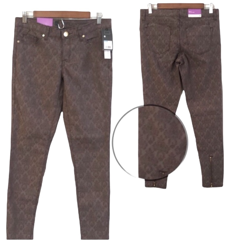 MOSSIMO MID-RISE ANKLE SKINNY BROWN FLORAL PREMIUM DENIM SIZE 6 NEW WITH TAGS